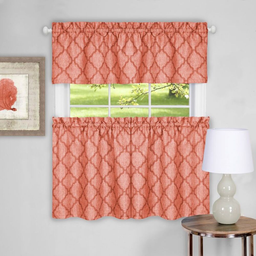 Colby Window Kitchen Curtains 3-Piece Tier & Valance Set - 58" (W) x 24" (L)